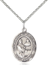 [8432SS/18SS] Sterling Silver Saint Claude de la Colombiere Pendant on a 18 inch Sterling Silver Light Curb chain