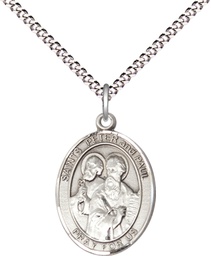 [8410SS/18S] Sterling Silver Saint Peter St Paul Pendant on a 18 inch Light Rhodium Light Curb chain