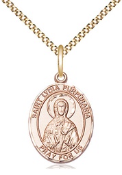 [8411GF/18G] 14kt Gold Filled Saint Lydia Purpuraria Pendant on a 18 inch Gold Plate Light Curb chain