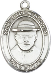 [8412SS] Sterling Silver Saint Damien of Molokai Medal