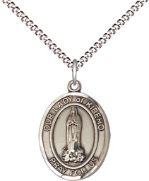 [8414SS/18S] Sterling Silver Our Lady of Kibeho Pendant on a 18 inch Light Rhodium Light Curb chain