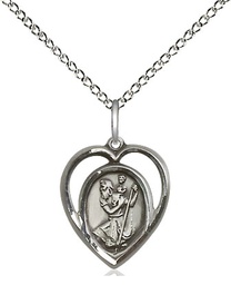 [4127SS/18SS] Sterling Silver Saint Christopher Pendant on a 18 inch Sterling Silver Light Curb chain