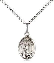 [9006SS/18SS] Sterling Silver Saint Barbara Pendant on a 18 inch Sterling Silver Light Curb chain