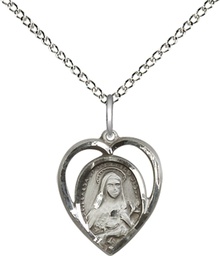 [4130SS/18SS] Sterling Silver Saint Theresa Pendant on a 18 inch Sterling Silver Light Curb chain