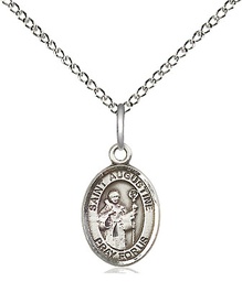[9007SS/18SS] Sterling Silver Saint Augustine Pendant on a 18 inch Sterling Silver Light Curb chain