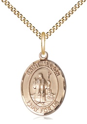 [8417GF/18G] 14kt Gold Filled Saint Maron Pendant on a 18 inch Gold Plate Light Curb chain