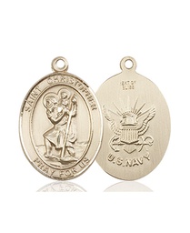 [1172KT6] 14kt Gold Saint Michael Navy Medal