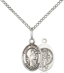 [9008SS/18SS] Sterling Silver Saint Benedict Pendant on a 18 inch Sterling Silver Light Curb chain
