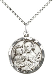 [4140SS/18SS] Sterling Silver Saint Joseph Pendant on a 18 inch Sterling Silver Light Curb chain