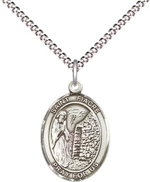 [8298SS/18S] Sterling Silver Saint Fiacre Pendant on a 18 inch Light Rhodium Light Curb chain