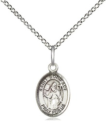 [9009SS/18SS] Sterling Silver Saint Boniface Pendant on a 18 inch Sterling Silver Light Curb chain