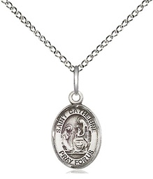 [9014SS/18SS] Sterling Silver Saint Catherine of Siena Pendant on a 18 inch Sterling Silver Light Curb chain