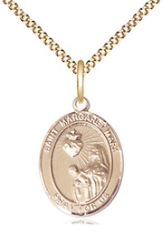 [8420GF/18G] 14kt Gold Filled Saint Margaret Mary Alacoque Pendant on a 18 inch Gold Plate Light Curb chain