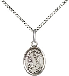 [9016SS/18SS] Sterling Silver Saint Cecilia Pendant on a 18 inch Sterling Silver Light Curb chain