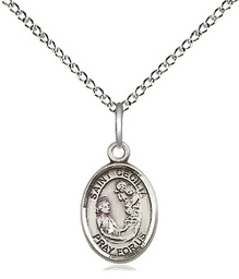 [9016SS/18SS] Sterling Silver Saint Cecilia Pendant on a 18 inch Sterling Silver Light Curb chain