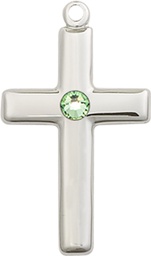 [2195SS-STN8] Sterling Silver Cross Medal with a 3mm Peridot Swarovski stone