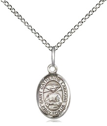 [9021SS/18SS] Sterling Silver Saint Catherine Laboure Pendant on a 18 inch Sterling Silver Light Curb chain