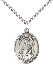 [8422SS/18S] Sterling Silver Saint Lucy Pendant on a 18 inch Light Rhodium Light Curb chain