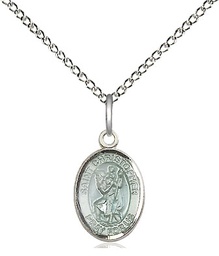 [9022ESS/18SS] Sterling Silver Saint Christopher Pendant on a 18 inch Sterling Silver Light Curb chain