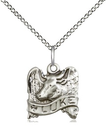 [4212SS/18SS] Sterling Silver Saint Luke Pendant on a 18 inch Sterling Silver Light Curb chain