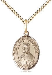 [8424GF/18G] 14kt Gold Filled Saint Andre Bessette Pendant on a 18 inch Gold Plate Light Curb chain