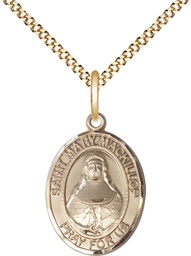 [8425GF/18G] 14kt Gold Filled Saint Mary Mackillop Pendant on a 18 inch Gold Plate Light Curb chain