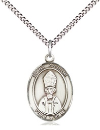 [8342SS/18S] Sterling Silver Saint Anselm of Canterbury Pendant on a 18 inch Light Rhodium Light Curb chain
