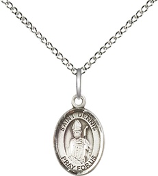 [9025SS/18SS] Sterling Silver Saint Dennis Pendant on a 18 inch Sterling Silver Light Curb chain