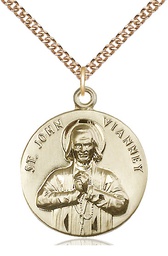 [2279GF/24GF] 14kt Gold Filled Saint John Vianney Pendant on a 24 inch Gold Filled Heavy Curb chain