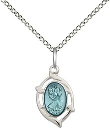 [4259SS/18SS] Sterling Silver Saint Christopher Pendant on a 18 inch Sterling Silver Light Curb chain