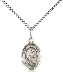 [9032SS/18SS] Sterling Silver Saint Dymphna Pendant on a 18 inch Sterling Silver Light Curb chain