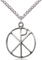 [2295SS/24SS] Sterling Silver Chi Rho Pendant on a 24 inch Sterling Silver Heavy Curb chain