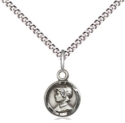 [2339SS/18S] Sterling Silver Saint Elizabeth Ann Seton Pendant on a 18 inch Light Rhodium Light Curb chain