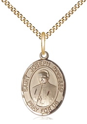 [8430GF/18G] 14kt Gold Filled Saint Joseph Marello Pendant on a 18 inch Gold Plate Light Curb chain