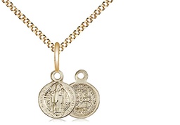 [2341GF/18G] 14kt Gold Filled Saint Benedict Pendant on a 18 inch Gold Plate Light Curb chain