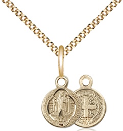 [2341GF/18G] 14kt Gold Filled Saint Benedict Pendant on a 18 inch Gold Plate Light Curb chain