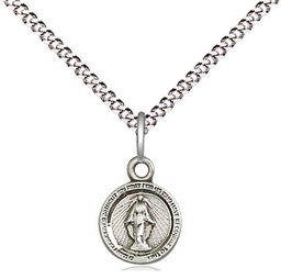 [2342SS/18S] Sterling Silver Miraculous Pendant on a 18 inch Light Rhodium Light Curb chain