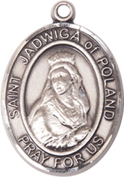 [8434SS] Sterling Silver Saint Jadwiga of Poland Medal