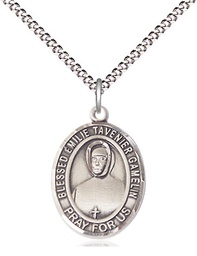 [8437SS/18S] Sterling Silver Blessed Emilie Tavernier Gamelin Pendant on a 18 inch Light Rhodium Light Curb chain
