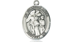 [8439SS] Sterling Silver Guardian Angel w/Children Medal