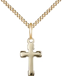 [2520GF/18G] 14kt Gold Filled Cross Pendant on a 18 inch Gold Plate Light Curb chain