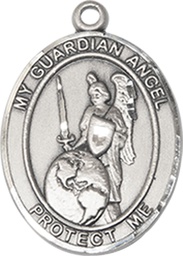 [8441SS] Sterling Silver Guardian Angel of the World Medal