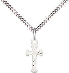 [2521SS/18S] Sterling Silver Cross Pendant on a 18 inch Light Rhodium Light Curb chain