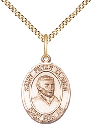 [8442GF/18G] 14kt Gold Filled Saint Peter Claver Pendant on a 18 inch Gold Plate Light Curb chain