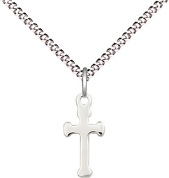 [2522SS/18S] Sterling Silver Cross Pendant on a 18 inch Light Rhodium Light Curb chain