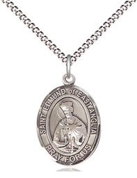 [8445SS/18S] Sterling Silver Saint Edmund of East Anglia Pendant on a 18 inch Light Rhodium Light Curb chain