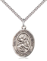 [8448SS/18S] Sterling Silver Our Lady of the Precious Blood Pendant on a 18 inch Light Rhodium Light Curb chain