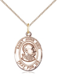 [8455GF/18GF] 14kt Gold Filled Saint John XXIII Pendant on a 18 inch Gold Filled Light Curb chain