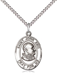 [8455SS/18S] Sterling Silver Saint John XXIII Pendant on a 18 inch Light Rhodium Light Curb chain