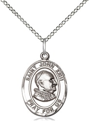 [8455SS/18SS] Sterling Silver Saint John XXIII Pendant on a 18 inch Sterling Silver Light Curb chain